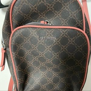 NWOT Nine West Brown Leather Bag Pack with Pink Details